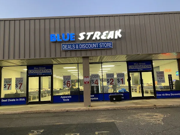 Blue streak liquidation in Bon Air, VA storefront